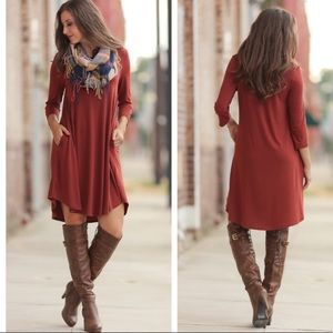 Infinity Raine long sleeve dress Rust color